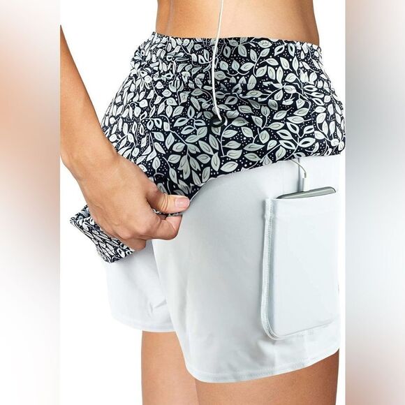 Oyamiki Active Athletic Skort Skirt Lightweight Gold Tennis Skirt Navy White M - Picture 5 of 13